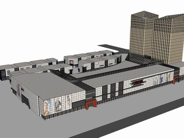 SketchUp Complex Model: Multi-Story High-Rise Office Building in Classical Style