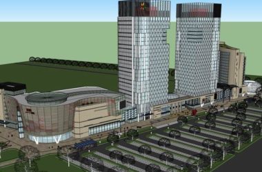SketchUp Complex Model: Multi-Story Modern High-Rise Office and Commercial Building-BIM WORLD