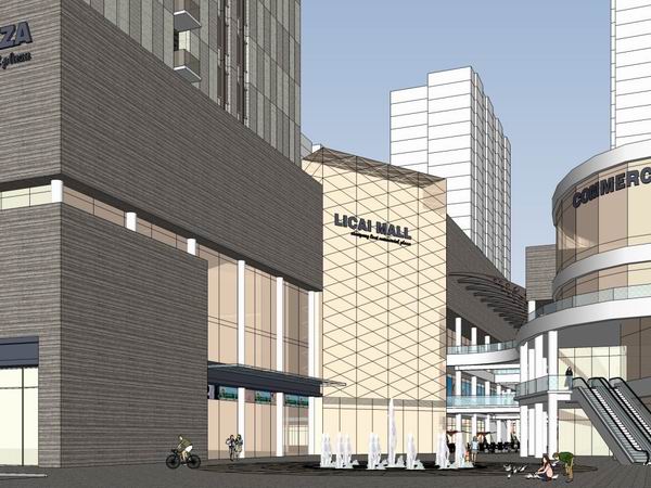 SketchUp Complex Model: Multi-Story High-Rise Office, Hotel, and Commercial Building in Modern Style