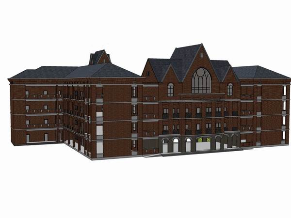 SketchUp Multi-Story Office Building Model in European Classical Style