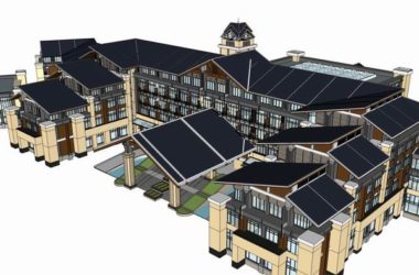 Modern Multi-Story Hot Spring Hotel Model in SketchUp | Contemporary Chinese Design-BIM WORLD
