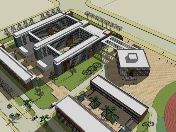 Modern Multi-Story Primary and Secondary School Campus Models in SketchUp