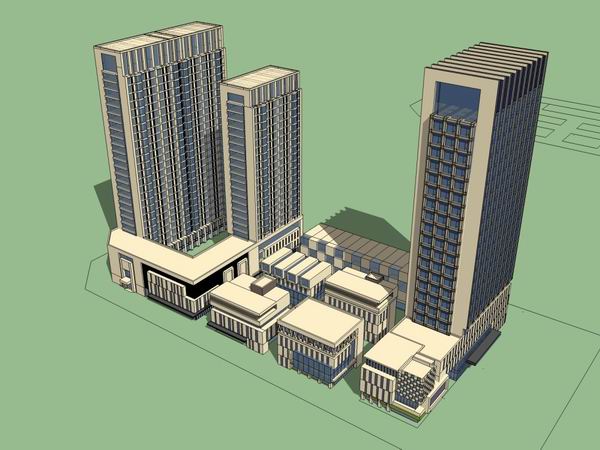 Modern Multi-Story Hotel Model in SketchUp