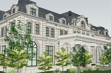 SketchUp Residential Model: Multi-Story Sales Office in French Classical Style-BIM WORLD