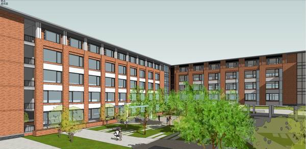 Modern Multi-Story Educational Building Model for Campus Design in SketchUp