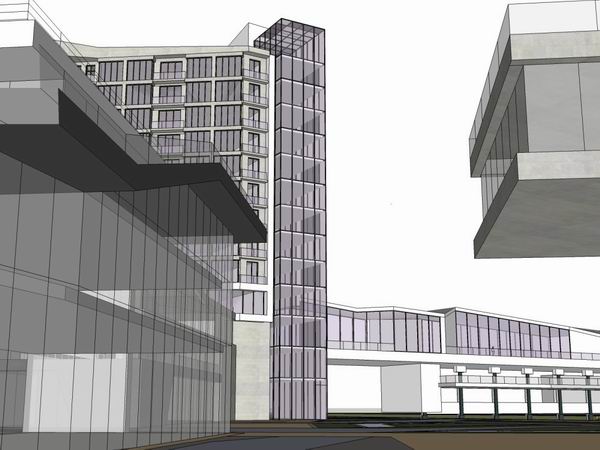 SketchUp Complex Model: Multi-Story High-Rise Office, Hotel, and Commercial Building in Modern Style