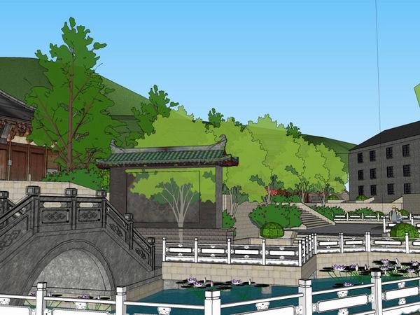 SketchUp Model of Qingyang Temple: Multi-Story Taoist Architecture in Traditional Chinese Style