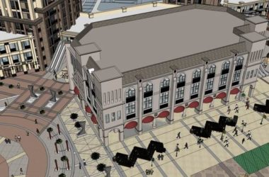 SketchUp Business Model: Modern Multi-Story Commercial Pedestrian Street Design-BIM WORLD