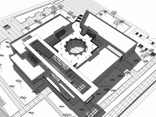 SketchUp Cultural Model: Modern Multi-Story Museum Exhibition Hall