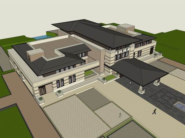 SketchUp Residential Model: Multi-Story Classical Style at Chongqing’s Xiexin Star Metropolis Club