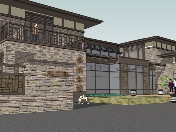 SketchUp Cultural Model: Multi-Story Elm Club in Classical Architectural Style