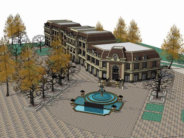 SketchUp Business Model: Multi-Story Classical Commercial Street Design
