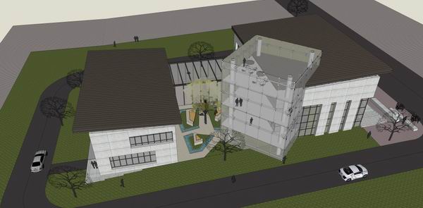 SketchUp Business Model: Modern Multi-Story Commercial Club Design