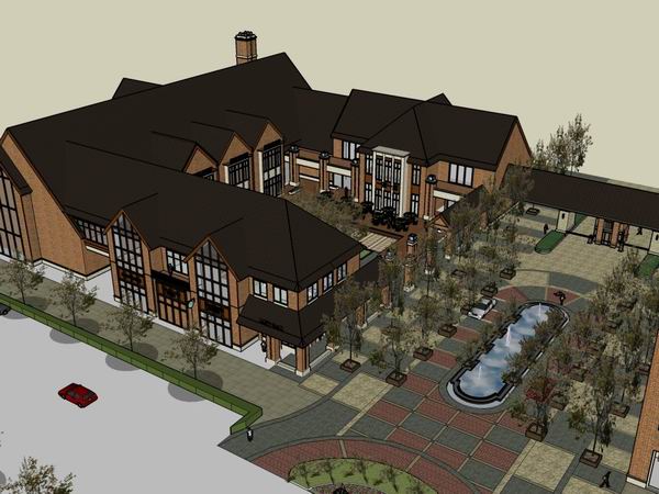 SketchUp Business Model: Multi-Story Commercial Building in Oak Bay, Classical Style