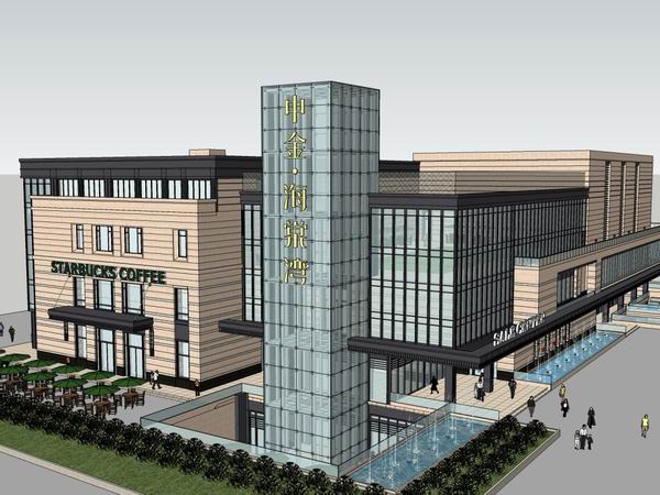 SketchUp Business Model: Modern Multi-Story Zhongjin Haitang Bay Commercial Club