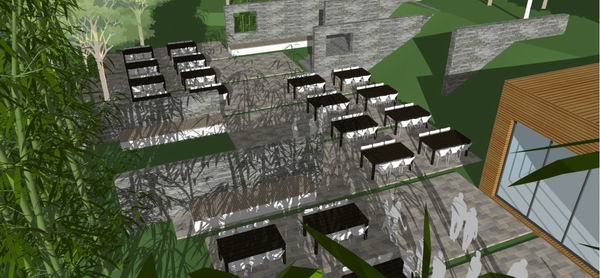 SketchUp Business Model: Modern Multi-Story Mountain Club and Commercial Design