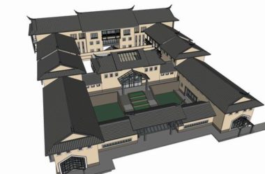 Modern Multi-Story Hotel Model in Chinese Style | SketchUp Design-BIM WORLD