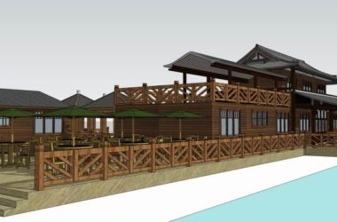 SketchUp Business Model: Multi-Story Farmhouse Clubhouse in Classic Commercial Style-BIM WORLD