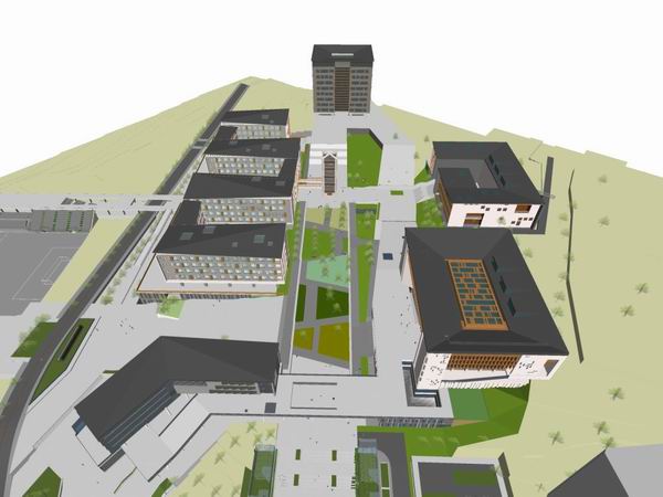 Multi-Story Campus Model of Kunming Industrial Vocational and Technical College in Modern Chinese Style