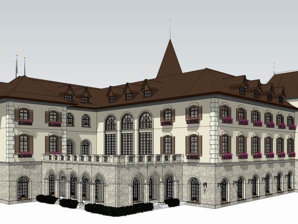 SketchUp Residential Model: Multi-Story British Classical Sales Office