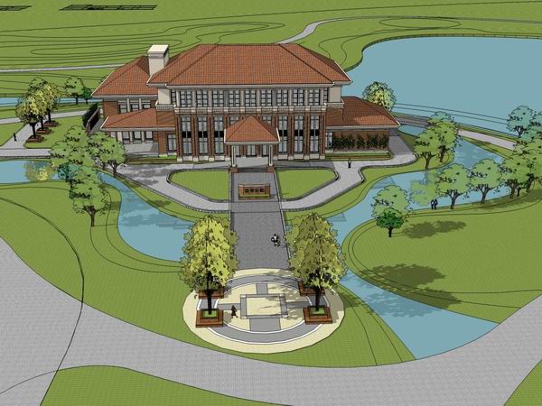 Classical Multi-Story Office Reception Center Model in SketchUp