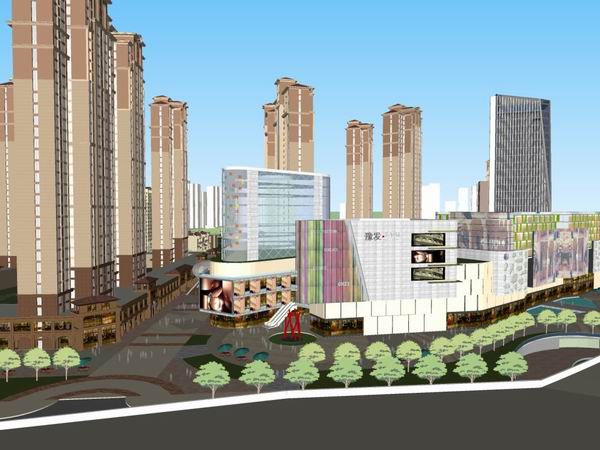 SketchUp Complex Model: Multi-Story High-Rise Office, Residential, and Commercial Building in Modern Style