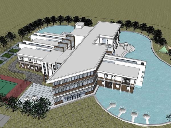 Modern Multi-Story Economy Hotel Model in SketchUp