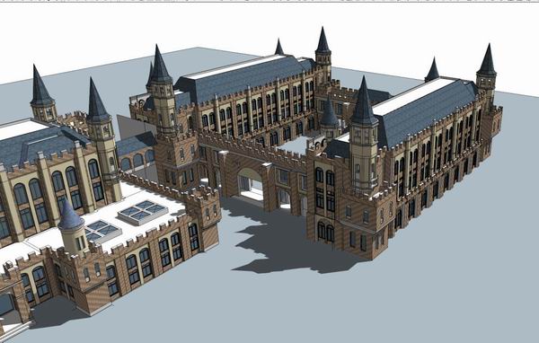 SketchUp School Models: Multi-Story Dormitories and Educational Buildings in British Classical Style