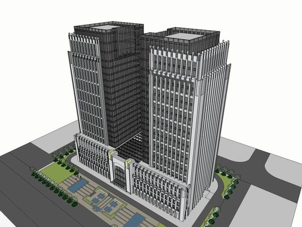 Modern High-Rise Hotel Model in SketchUp