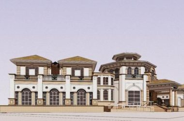 SketchUp Business Model: Multi-Story Commercial Club in Classic Spanish Style-BIM WORLD