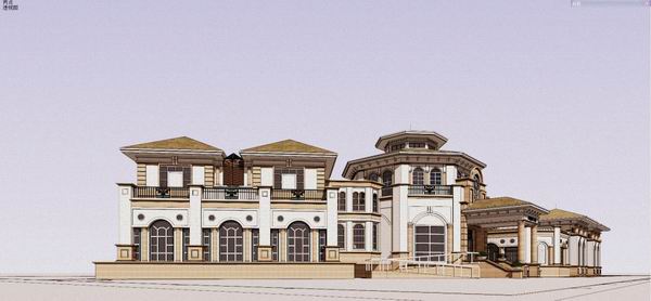 SketchUp Business Model: Multi-Story Commercial Club in Classic Spanish Style
