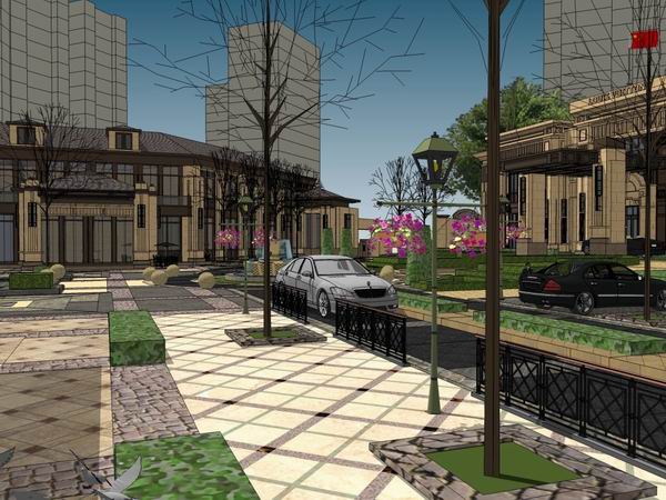 SketchUp Multi-Story Residential and Sales Office Model in Classic Style