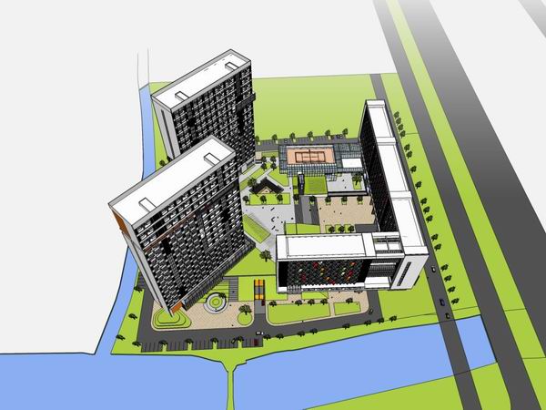 Modern High-Rise Hotel Model in SketchUp