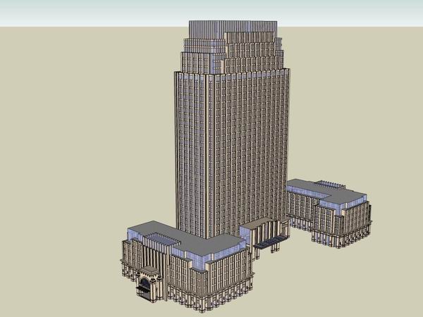Classical Style High-Rise Hotel Model in SketchUp