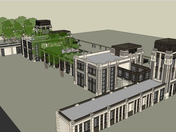 Classical Multi-Story Hotel Model in SketchUp