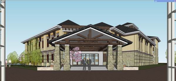SketchUp Model of a Multi-Story Southeast Asian Classical Resort Hotel