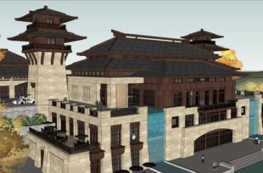 SketchUp Multi-Story Han Tang Resort Hotel Model in Traditional Chinese Style-BIM WORLD