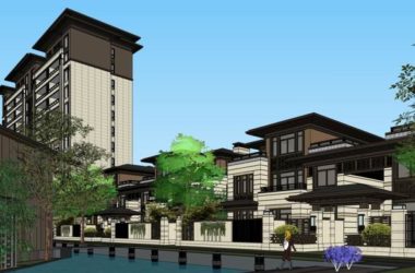 SketchUp Residential Model: Multi-Story Classical Sales Office and Home Design-BIM WORLD