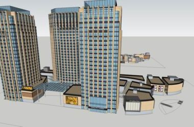 SketchUp Complex Model: Modern High-Rise Office and Commercial Building-BIM WORLD