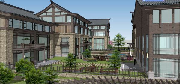 Modern Chinese-Style Multi-Story Small Headquarters Office Model in SketchUp