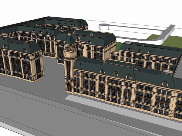 Multi-Story European-Style Primary and Secondary School Campus in Classical Architecture Design
