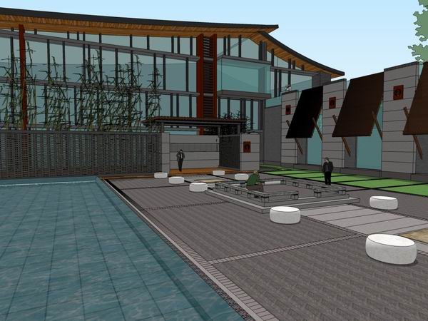 SketchUp Multi-Story Qianxi Fang Hotel Model | Modern Chinese Design