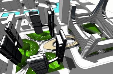 Modern High-Rise Office Building with Ground Floor Retail – SketchUp Model-BIM WORLD