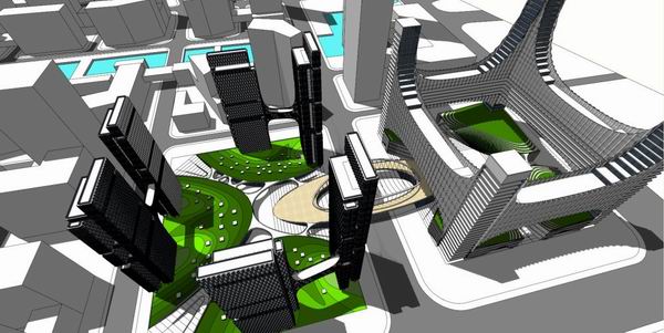 Modern High-Rise Office Building with Ground Floor Retail – SketchUp Model
