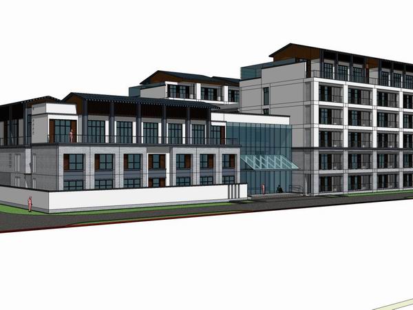 Modern Multi-Story Hospital and Nursing Home Models in Chinese Architectural Style | SketchUp Designs