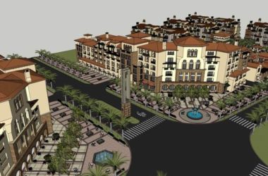 SketchUp Business Model: Multi-Story Commercial and Pedestrian Street in Classic Style-BIM WORLD