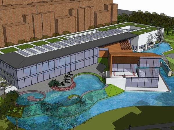 SketchUp Business Model: Modern Multi-Story Commercial Club Design