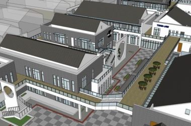 SketchUp Business Model: Multi-Story Commercial and Pedestrian Street in Modern Chinese Style-BIM WORLD