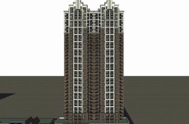SketchUp Residential Model: British Classical Super High-Rise with Ground Floor Commercial Spaces-BIM WORLD
