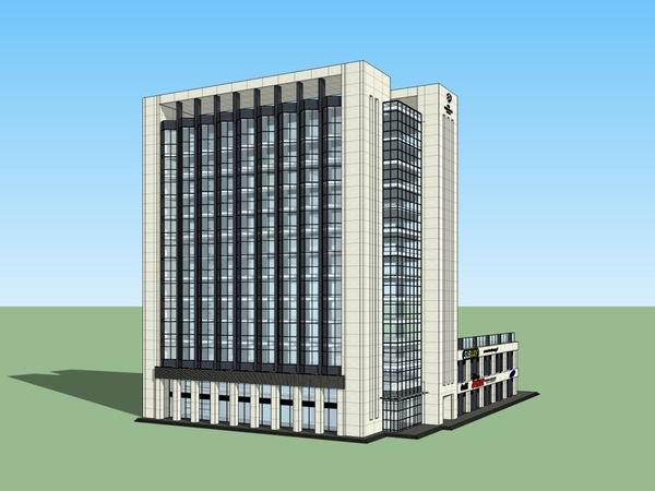 Modern High-Rise Office Building Model in SketchUp